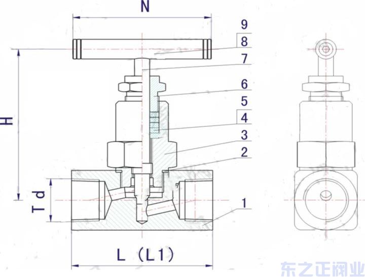美標螺紋針型閥結構圖 美標螺紋針型閥結構圖