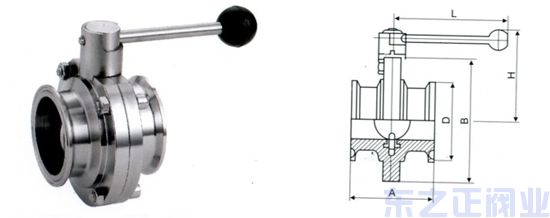 衛生級蝶閥結構圖