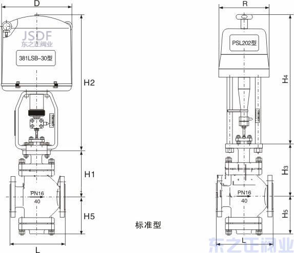 電動雙座調節閥尺寸圖