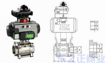 氣動三片式球閥結構圖