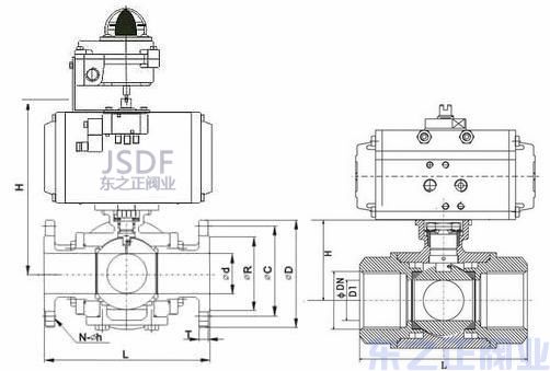 氣動三通球閥結(jié)構(gòu)圖