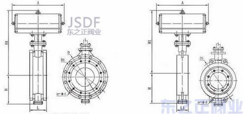 氣動三偏心蝶閥結構圖 氣動三偏心蝶閥結構圖